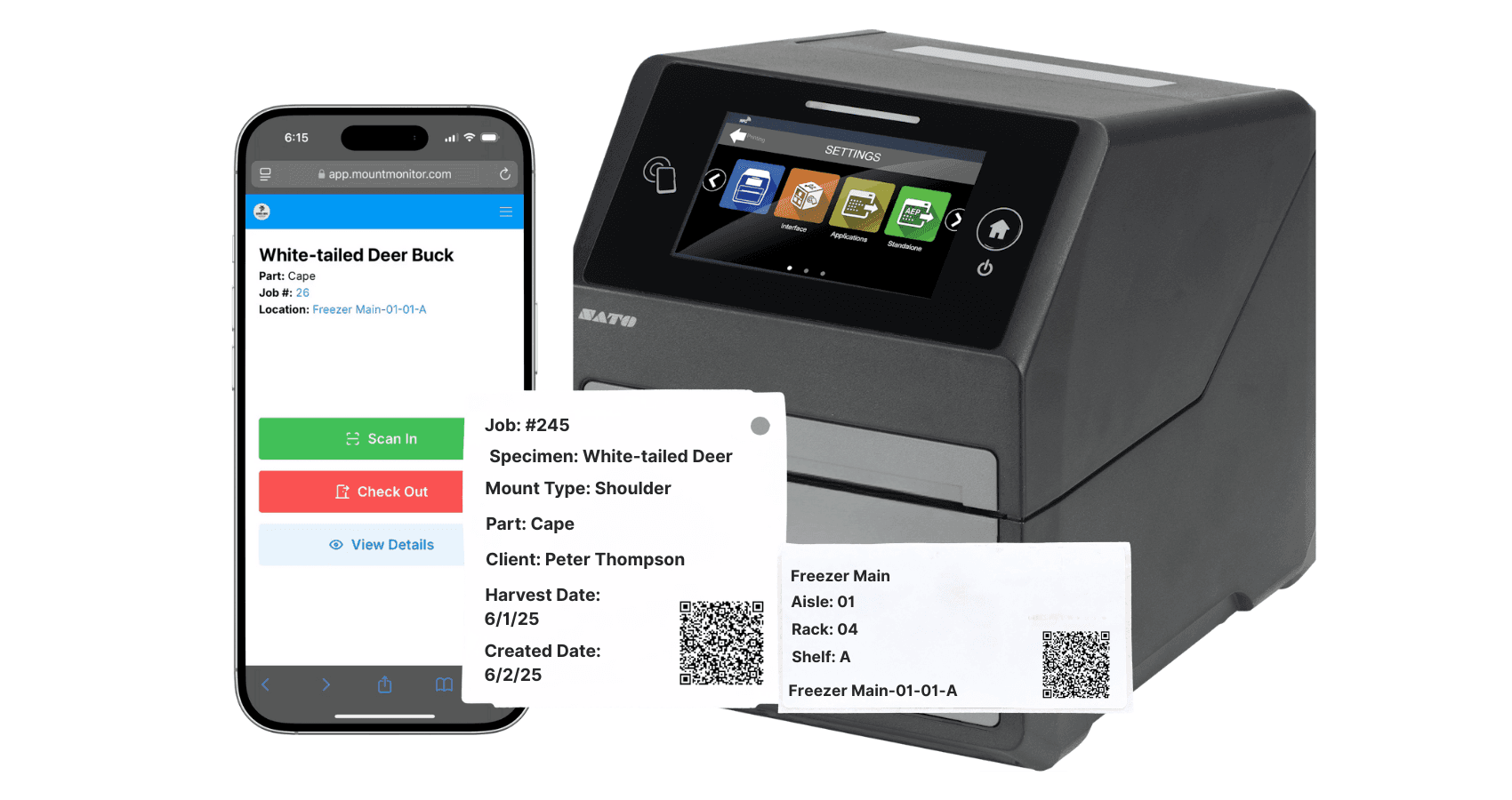 QR-coded specimen tagging and location tracking in MountMonitor
